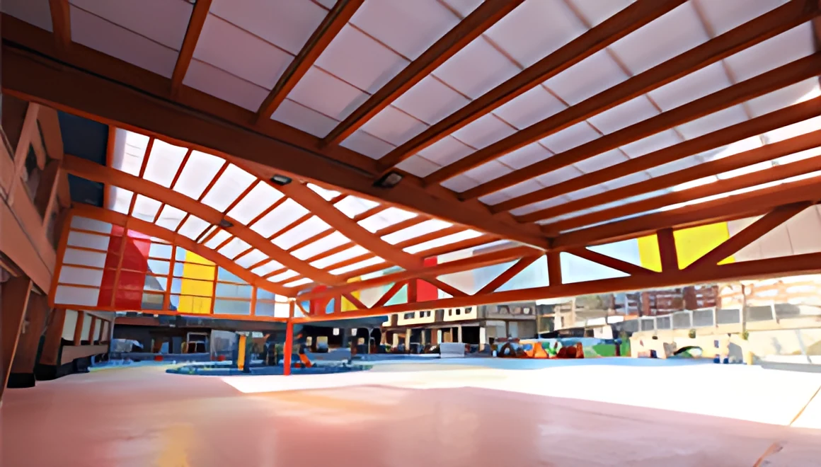 Skylight with AR anti-glare polycarbonate over a sports hall