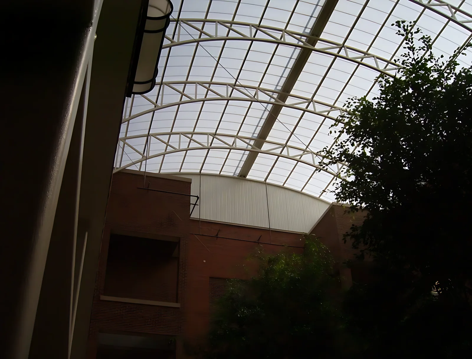 Translucent polycarbonate skylight bringing daylight into a mall